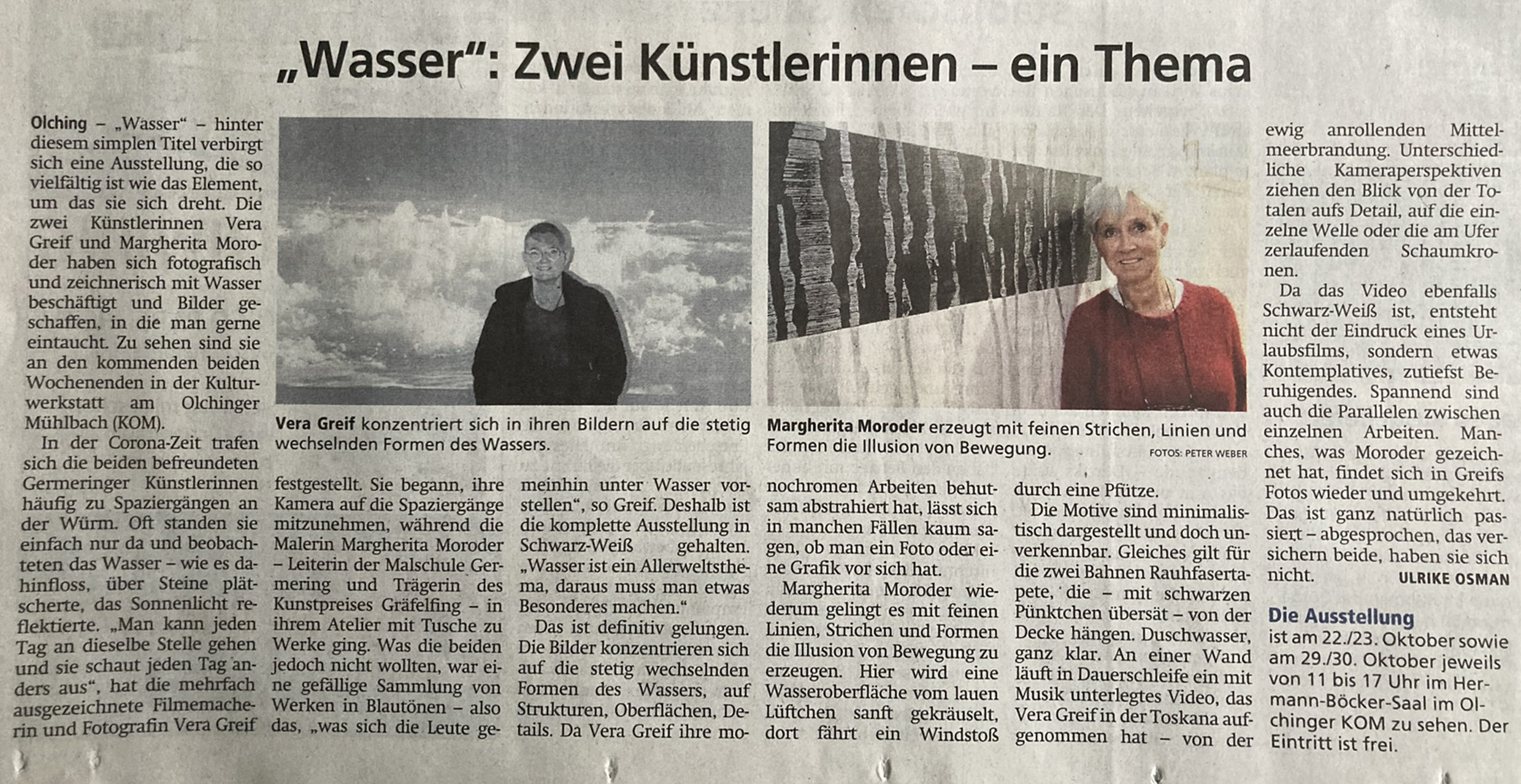 Pressebericht Ausstellung "WASSER" im KOM Olching